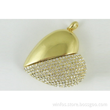 Crystal Silver Color Heart USB